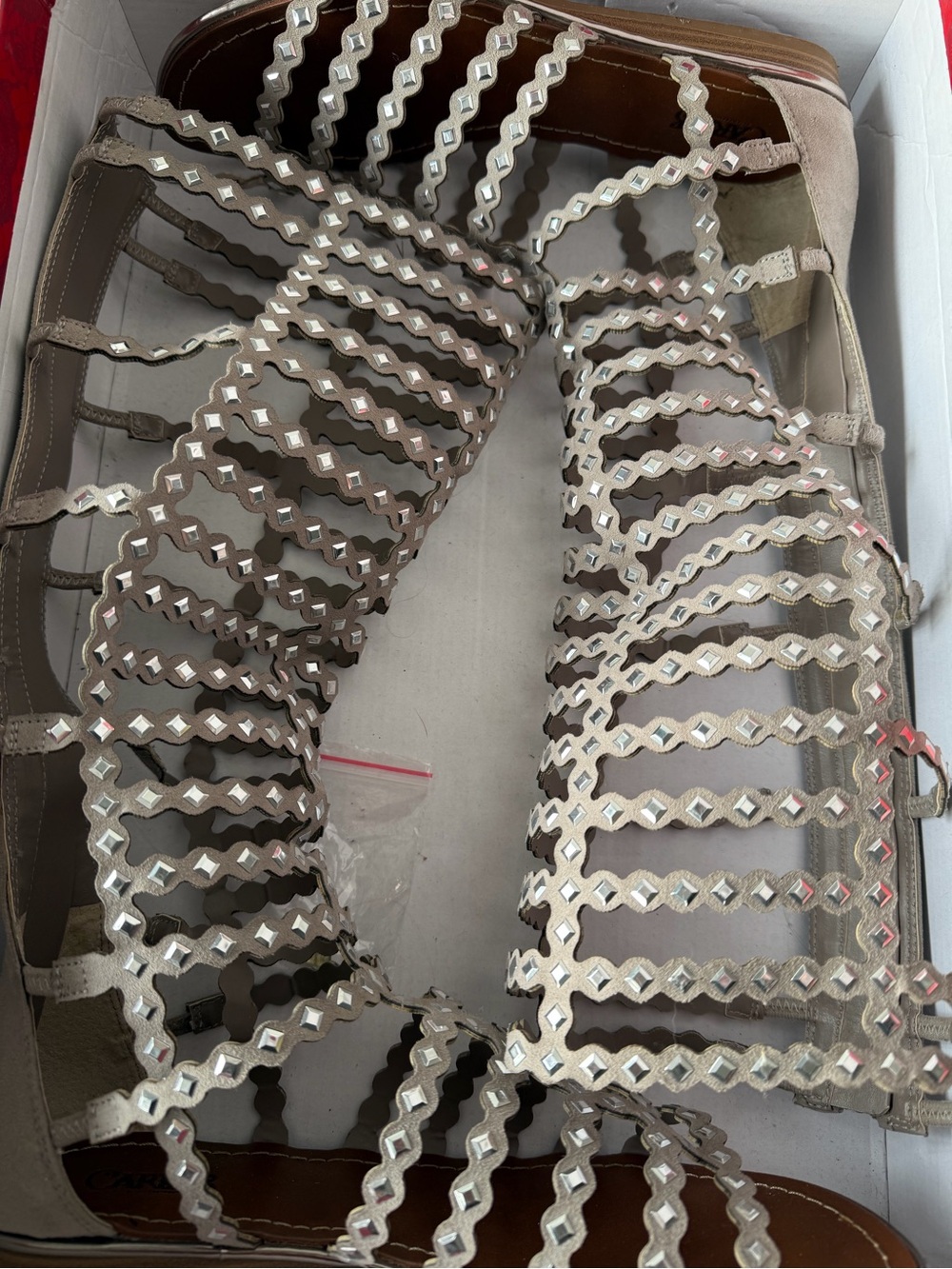 Like new Gladiator Beaded Strappy Sandals - Taupe